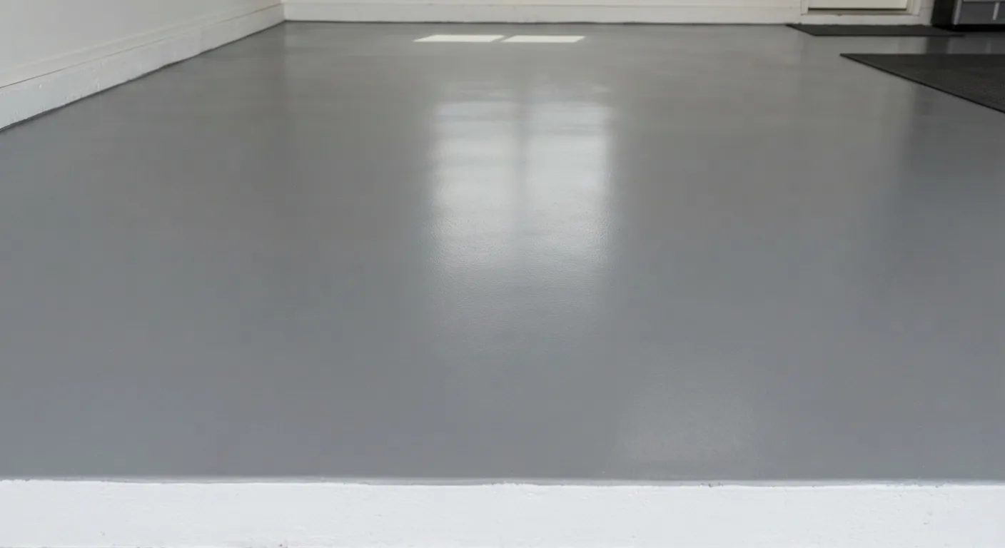 Solid grey garage epoxy floor