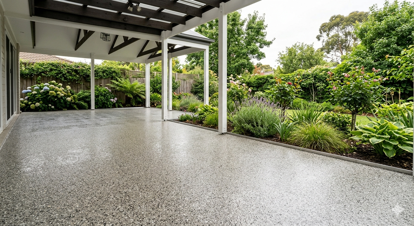 Flake epoxy alfresco