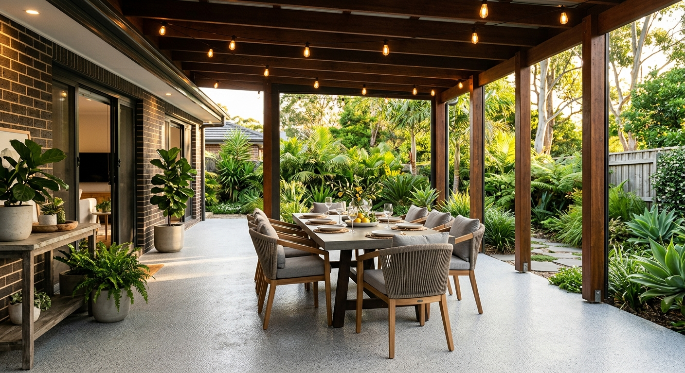 Flake epoxy alfresco patio Sydney